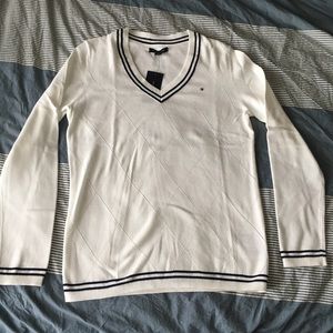 Tommy Hilfiger cream v-neck sweater